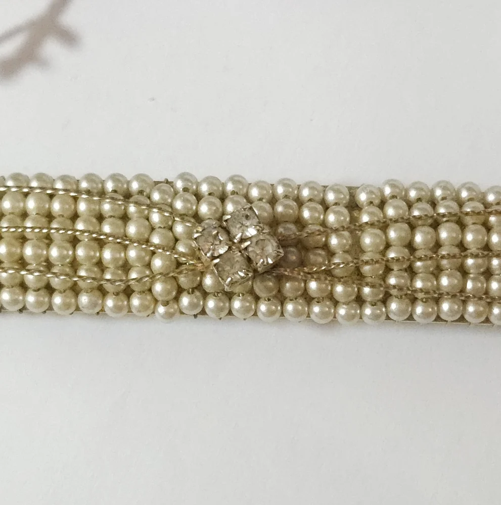 Vintage Art Deco Style Crystal Beaded Hair Barrette Handmade